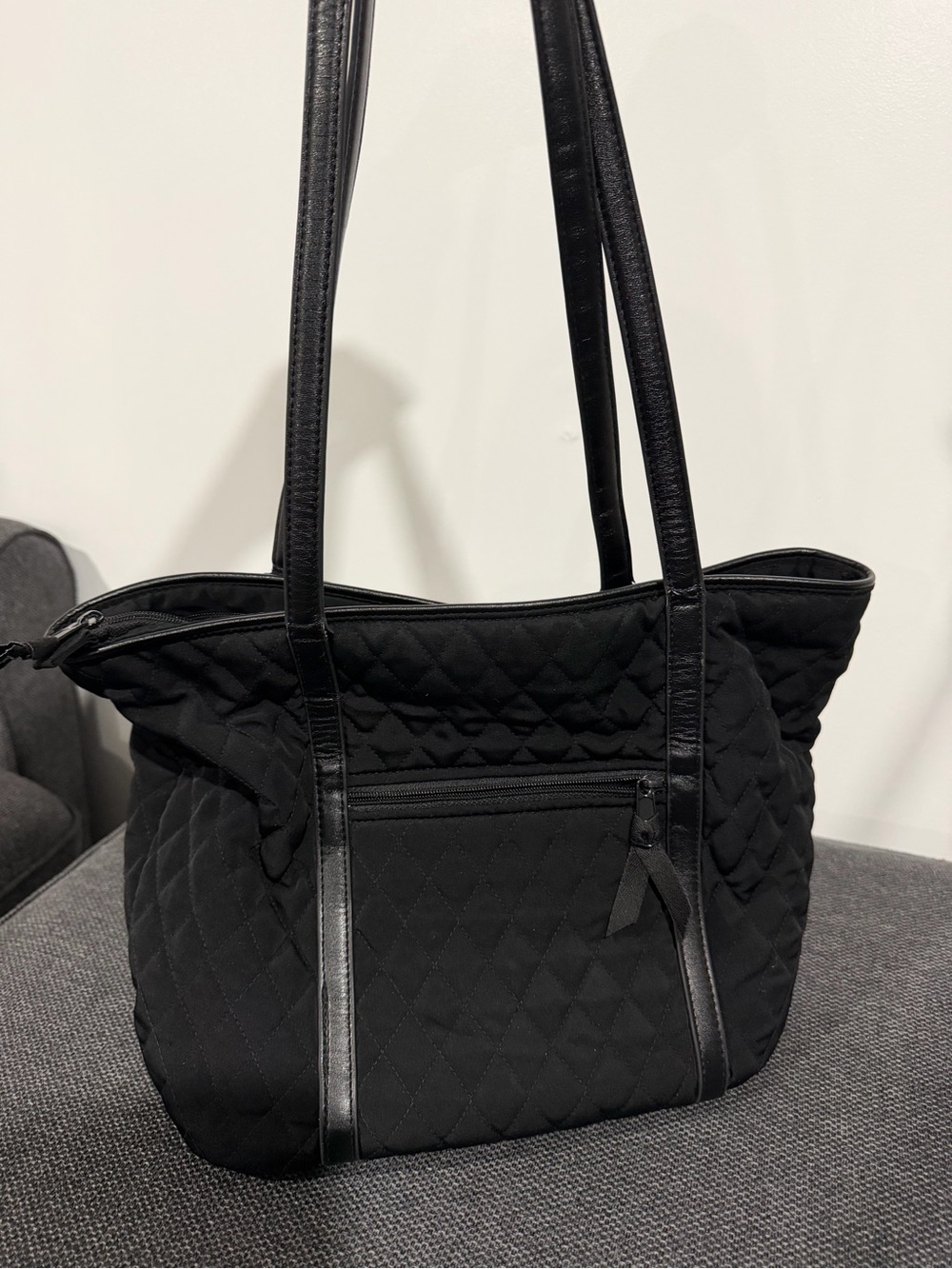 Black Quilted Tote Bag - Classic Everyday Handbag